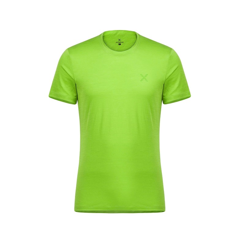 MONTURA Blu Cenere T-Shirt Uomo Manica Lunga Lana Merinos Merino Concept